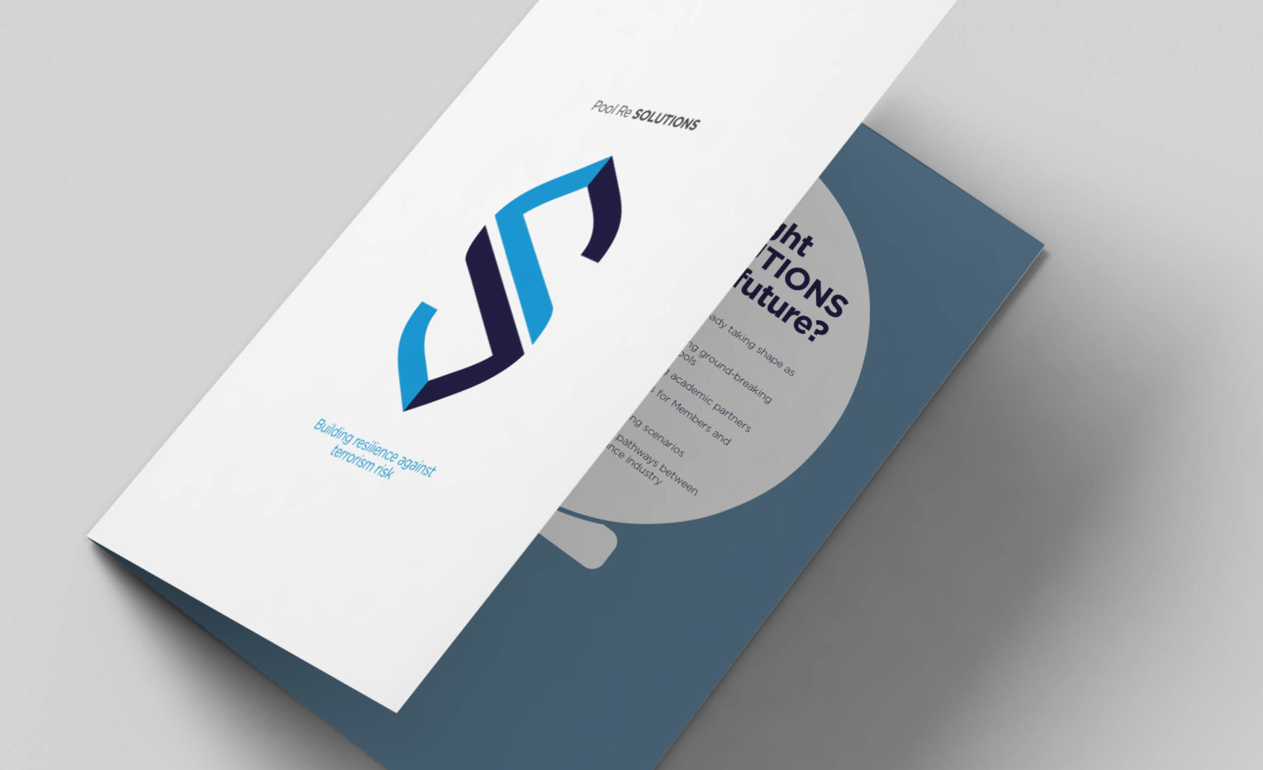 Pool Re Solutions marketing brochure, insurance marketing and design, information design